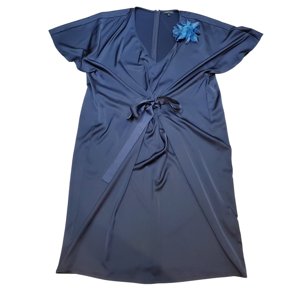 Universal Standard Becca Half Tie‎ Satin-Back Crepe Midi Dress Size M(18-20)
